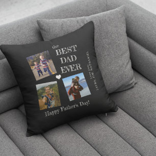 Best dad ever 3 photo collage Fathers Day Cushion