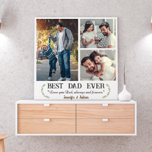 Best Dad ever 3 photo collage father's day white Poster
