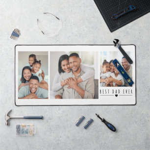 Best Dad Ever 3 Photo Collage Personalised Desk Mat