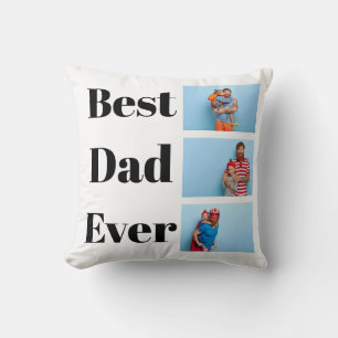 Best Dad Ever   3 Photo Father's Day Collage Cushion