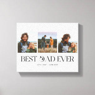Best Dad Ever 3-Photo Father's Day Retro Canvas Print