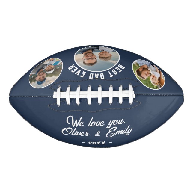 Best Dad Ever 3 Photos Father`s Day Keepsake Football (Front)
