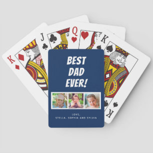 Best Dad Ever 3 Photos on Blue Playing Cards