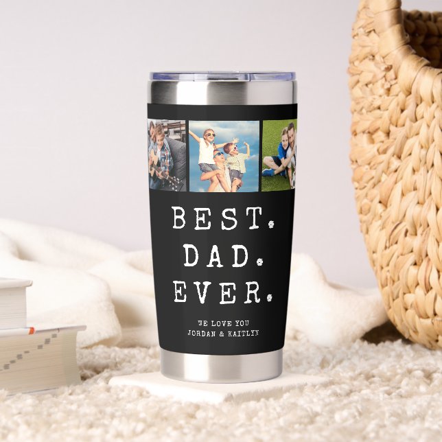 BEST DAD EVER 3 Photos Personalized Insulated Tumbler (Living Room (Rotated))