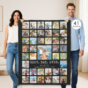 Best Dad Ever 41 Photo Collage Simple Fleece Blanket