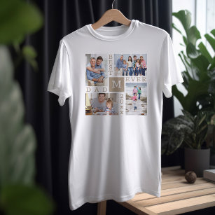 Best Dad Ever 4 Photo and Year Beige White T-Shirt