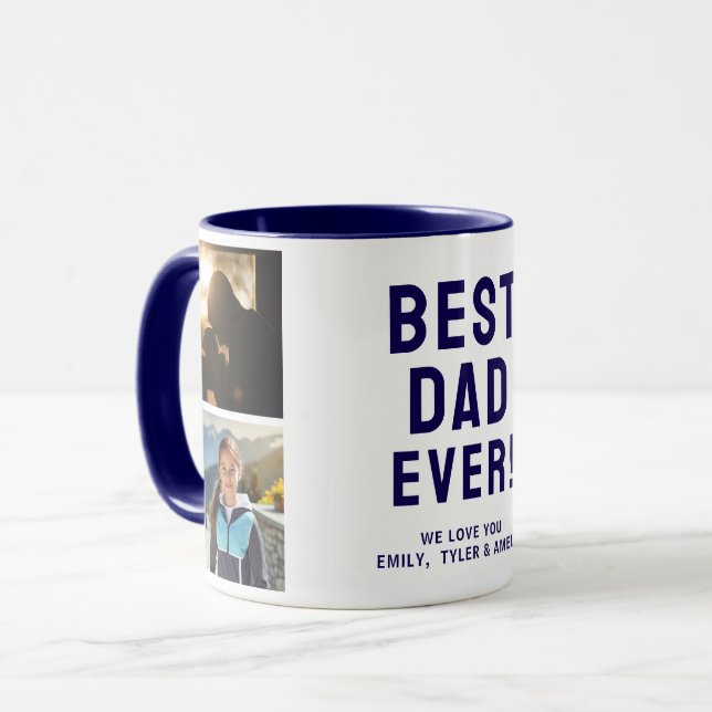 Best Dad Ever 4 Photo Collage Blue Mug (Front Left)