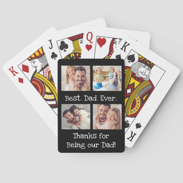 Best Dad Ever 4 Photo Collage Fun Keepsake Playing Cards (Back)
