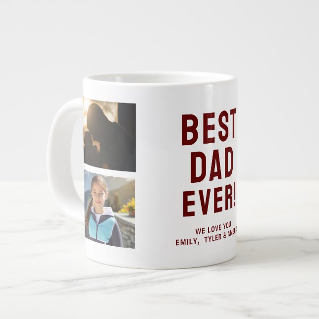 Best Dad Ever 4 Photo Collage Large Coffee Mug (Front Left)