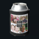 Best Dad Ever 4 Photo Collage Personalised Black   Can Cooler<br><div class="desc">The perfect gift for fathers's day, dad birthday and holidays  - A 4 photo collage and typography print with the words BEST DAD EVER!</div>