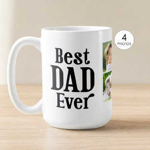 Best Dad Ever 4 Photo Personalised Coffee Mug