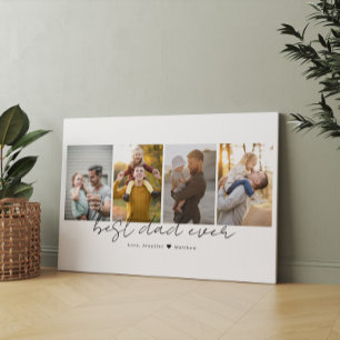 Best Dad Ever 4 Photos Collage Custom Canvas Print