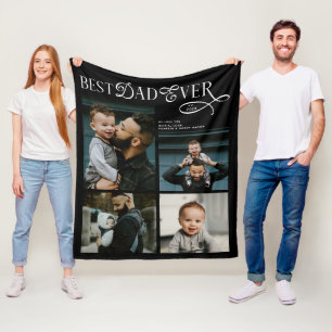 Best Dad Ever 4 Photos Modern Fathers Day Gifts Fleece Blanket