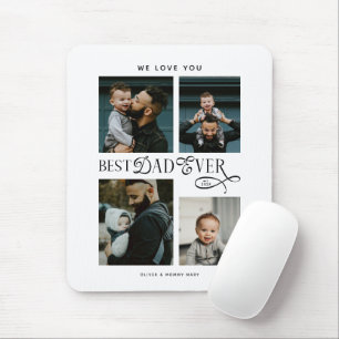 Best Dad Ever 4 Photos Modern Fathers Day Gifts Mouse Pad
