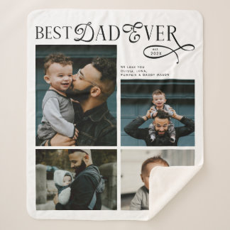 Best Dad Ever 4 Photos Modern Fathers Day Gifts Sherpa Blanket