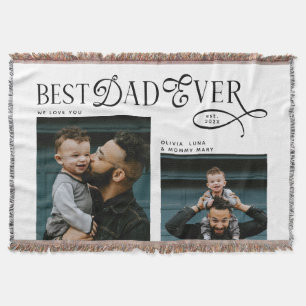 Best Dad Ever 4 Photos Modern Fathers Day Gifts Throw Blanket