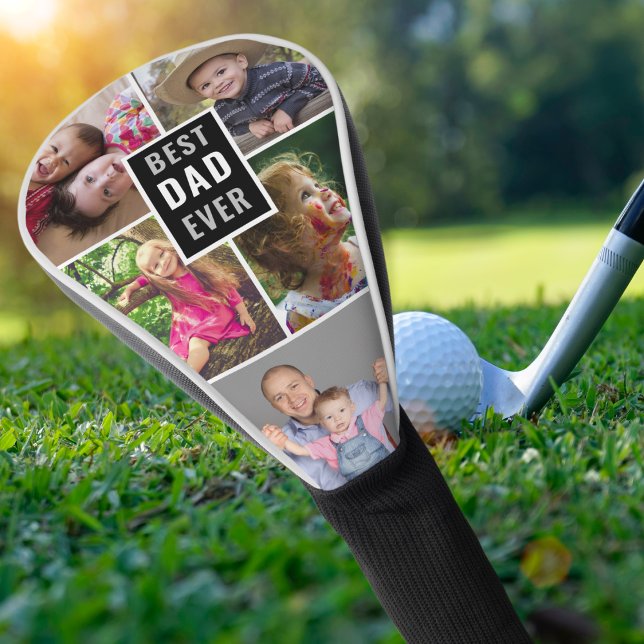 Best Dad Ever 5 Family Photo Collage Golf Head Cover (Best Dad Ever 5 Family Photo Collage Golf Head Cover - Sports lover dad gift - birthday & Christmas)