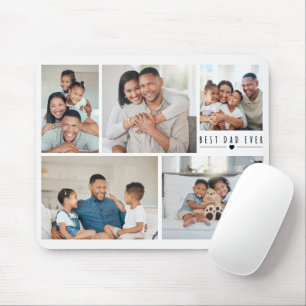 Best Dad Ever 5 Photo Collage Grid Personalised Mouse Pad