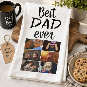Best Dad Ever 6 Photo Collage Family Photo  Tea Towel
