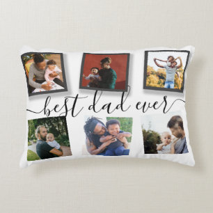 Best Dad Ever 6 Photo Instagram Collage Decorative Cushion