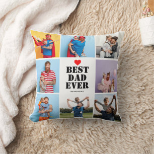 Best Dad Ever 8 Photo Collage Father's day Gift Cushion
