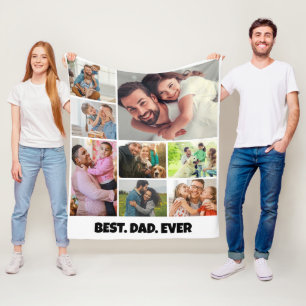 Best Dad Ever – 8 Photo Collage Frame Template Fleece Blanket