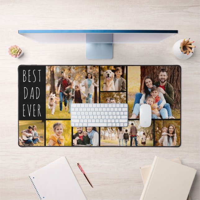 Best Dad Ever 9 Photo Collage Desk Mat (Office 1)