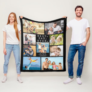 BEST DAD EVER 9 Photo Collage Personalised Fleece Blanket
