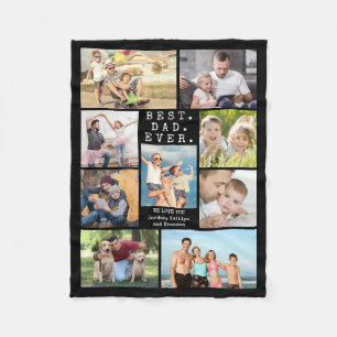 BEST DAD EVER 9 Photo Collage Personalized Fleece Blanket