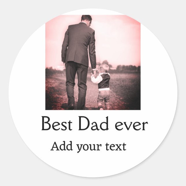 Best dad ever add name image fathers day text mess classic round sticker (Front)