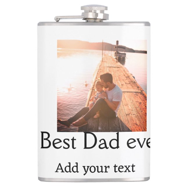 Best dad ever add name image fathers day text mess hip flask (Front)