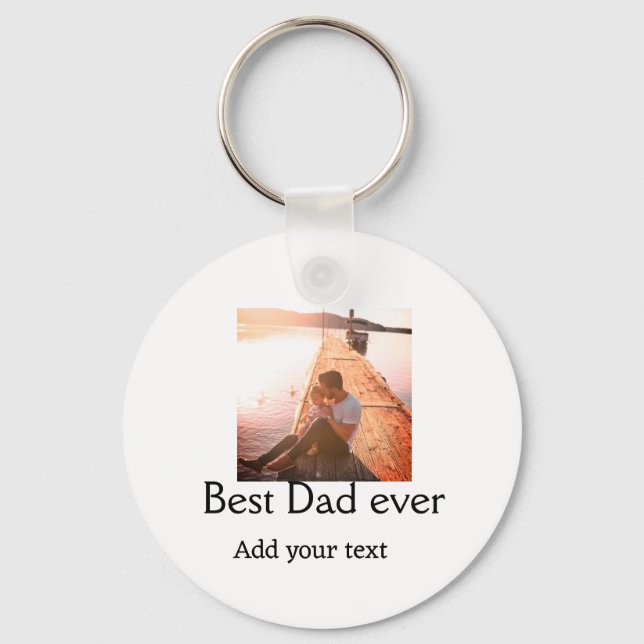 Best dad ever add name image fathers day text mess key ring (Front)