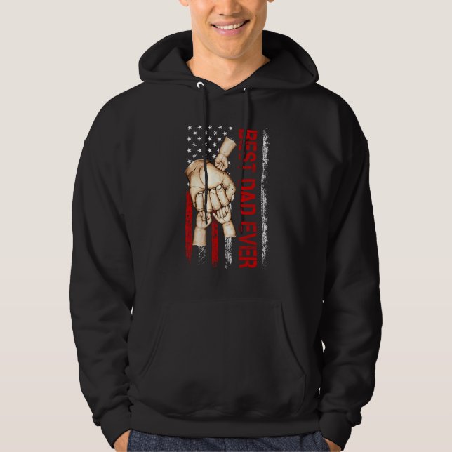 Best Dad Ever America Flag Dad Have 3 Child Father Hoodie (Front)