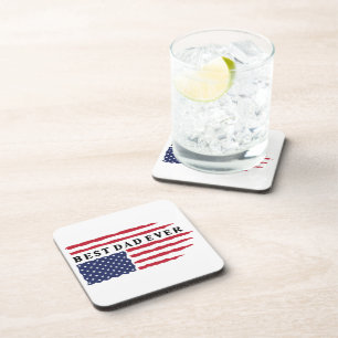 Best Dad Ever American Flag Coaster