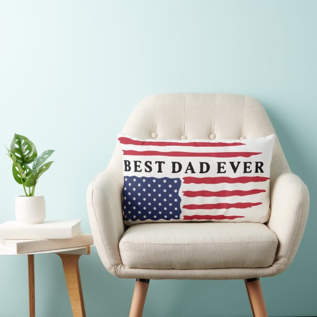 Best Dad Ever American Flag Lumbar Cushion (Chair)