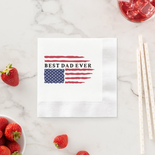 Best Dad Ever American Flag Napkin (Insitu)