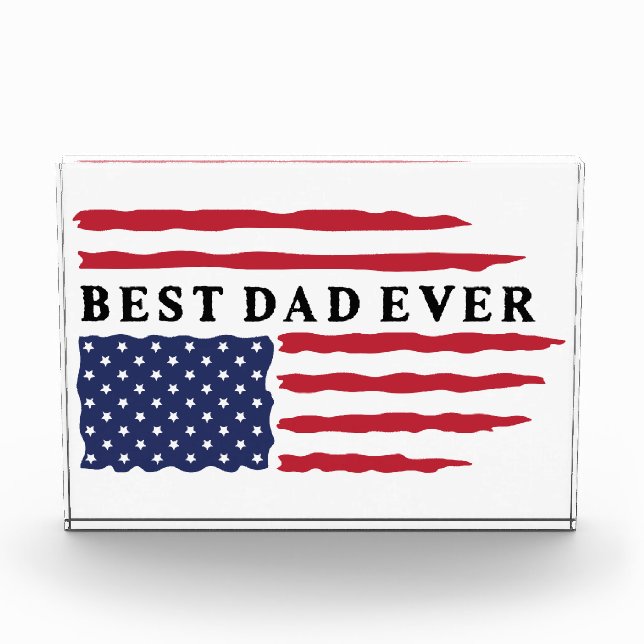 Best Dad Ever American Flag Photo Block (Front)