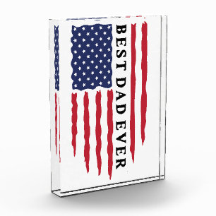 Best Dad Ever American Flag Photo Block