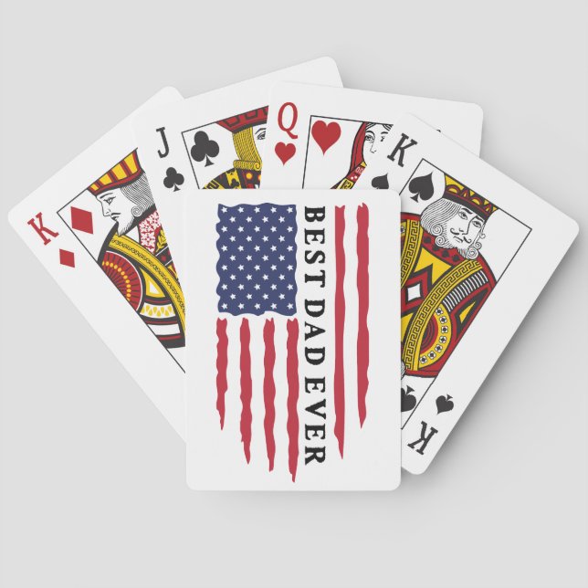 Best Dad Ever American Flag Playing Cards (Back)
