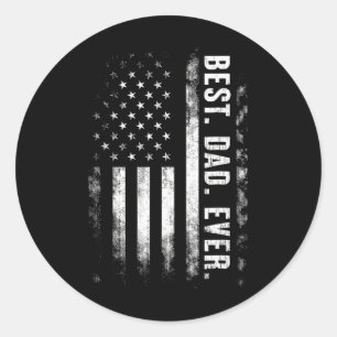 Best Dad Ever American Flag Vintage Ck White Fathe Classic Round Sticker