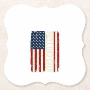 Best Dad Ever American Flag Vintage Vector Shirt_1 Paper Coaster