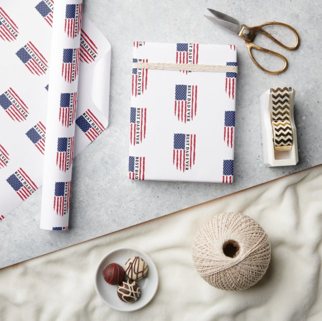 Best Dad Ever American Flag Wrapping Paper (Crafts)