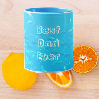 Best Dad Ever Aqua Blue School of Fish in Ocean Mug