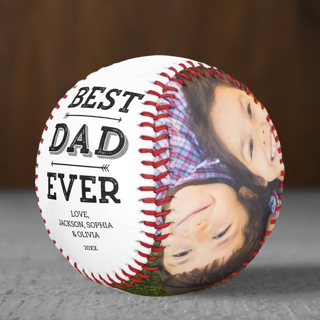 Best Dad Ever Arrows Custom Personalized Photo Baseball (Creator Uploaded)