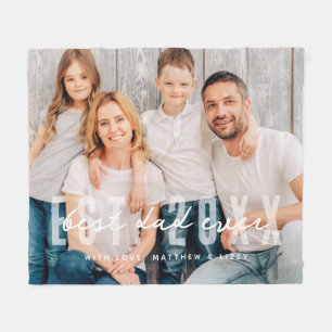 Best Dad Ever Athletic Modern Photo Father's Day Fleece Blanket