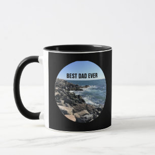 Best Dad Ever Atlantic Ocean Rocky Shore Blue Mug