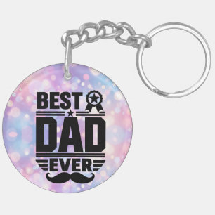 Best Dad Ever Award Ribbon Moustache Gift Key Ring