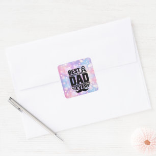 Best Dad Ever Award Ribbon Moustache Gift Square Sticker