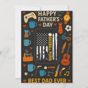 Best Dad Ever BaseBall Dad Father Days Flat Cards