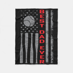 Best Dad Ever Baseball Fan With Vintage Usa Flag F Fleece Blanket